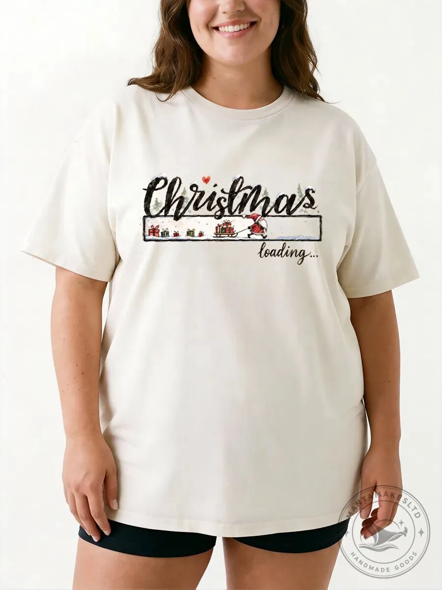Christmas Loading Bar Santa Sleigh Holiday Countdown Graphic T-Shirt